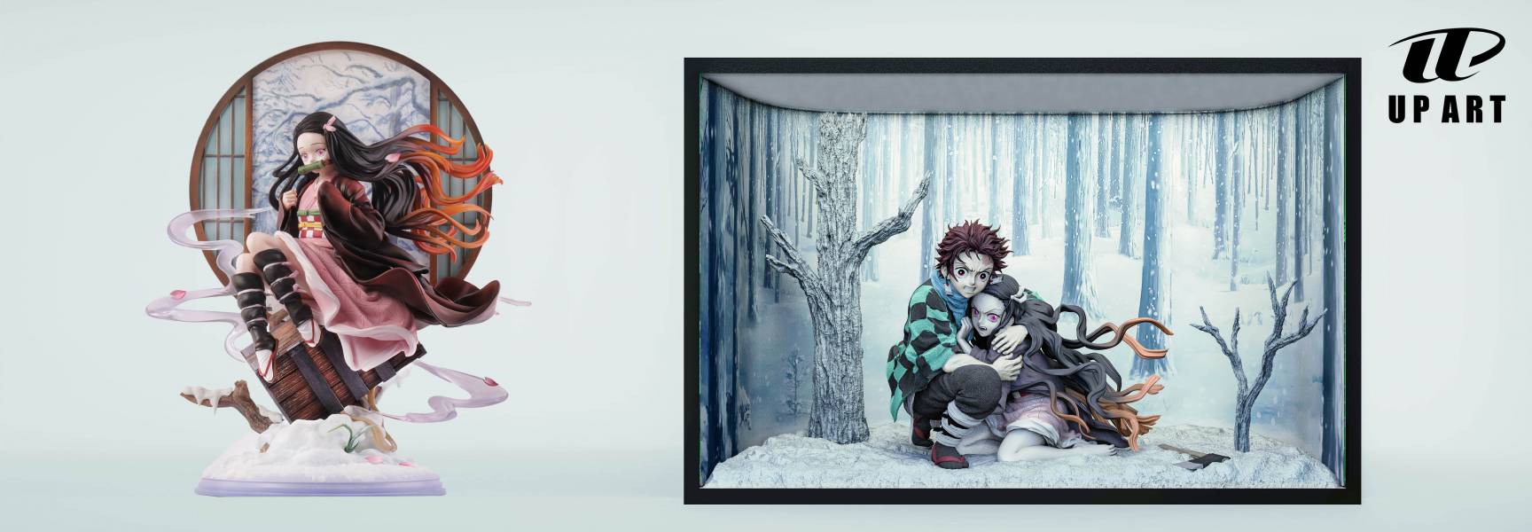 Tanjirou & Nezuko embrace snow scene