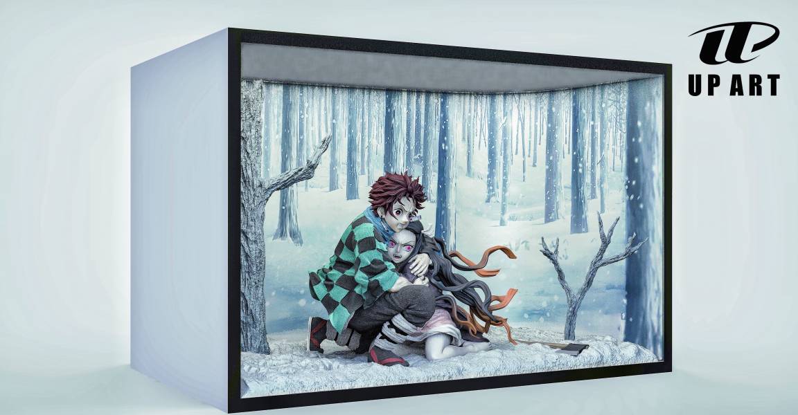 Tanjirou & Nezuko embrace snow scene