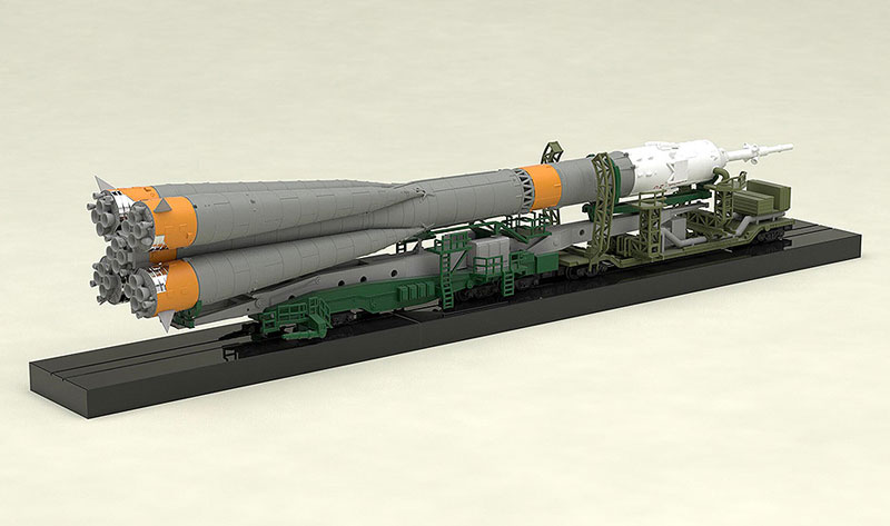 MODEROID 1/150 Plastic Model Soyuz Rocket & Transport Train