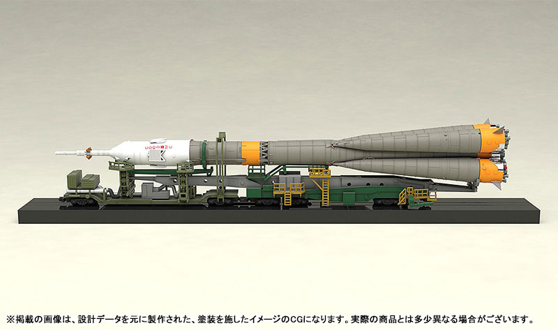 MODEROID 1/150 Plastic Model Soyuz Rocket & Transport Train