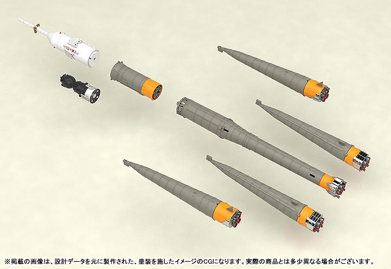 MODEROID 1/150 Plastic Model Soyuz Rocket & Transport Train