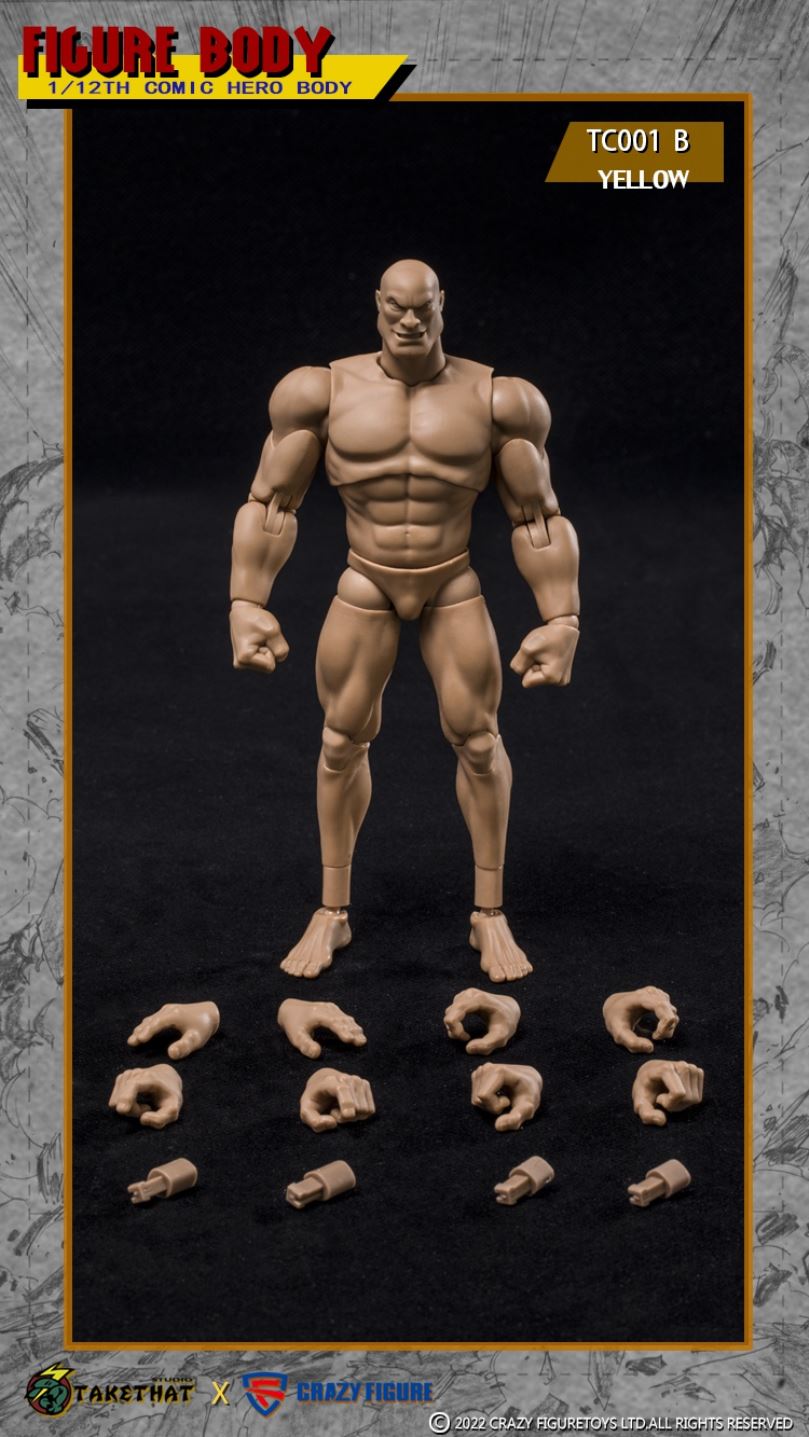 Comic hero muscle action figure drawing action reference body (TC001) 1/12