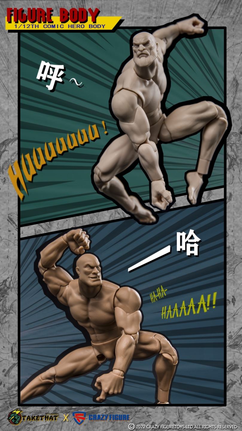 Comic hero muscle action figure drawing action reference body (TC001) 1/12
