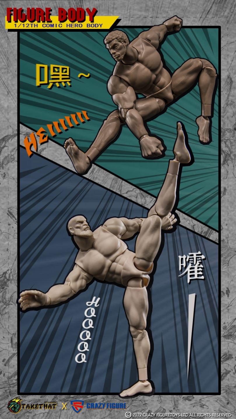 Comic hero muscle action figure drawing action reference body (TC001) 1/12