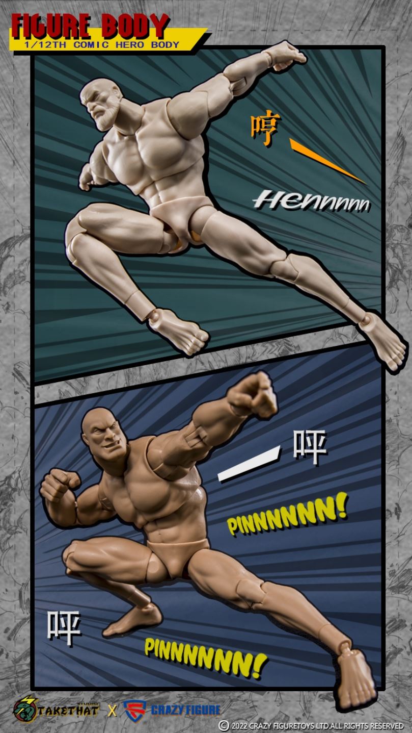 Comic hero muscle action figure drawing action reference body (TC001) 1/12