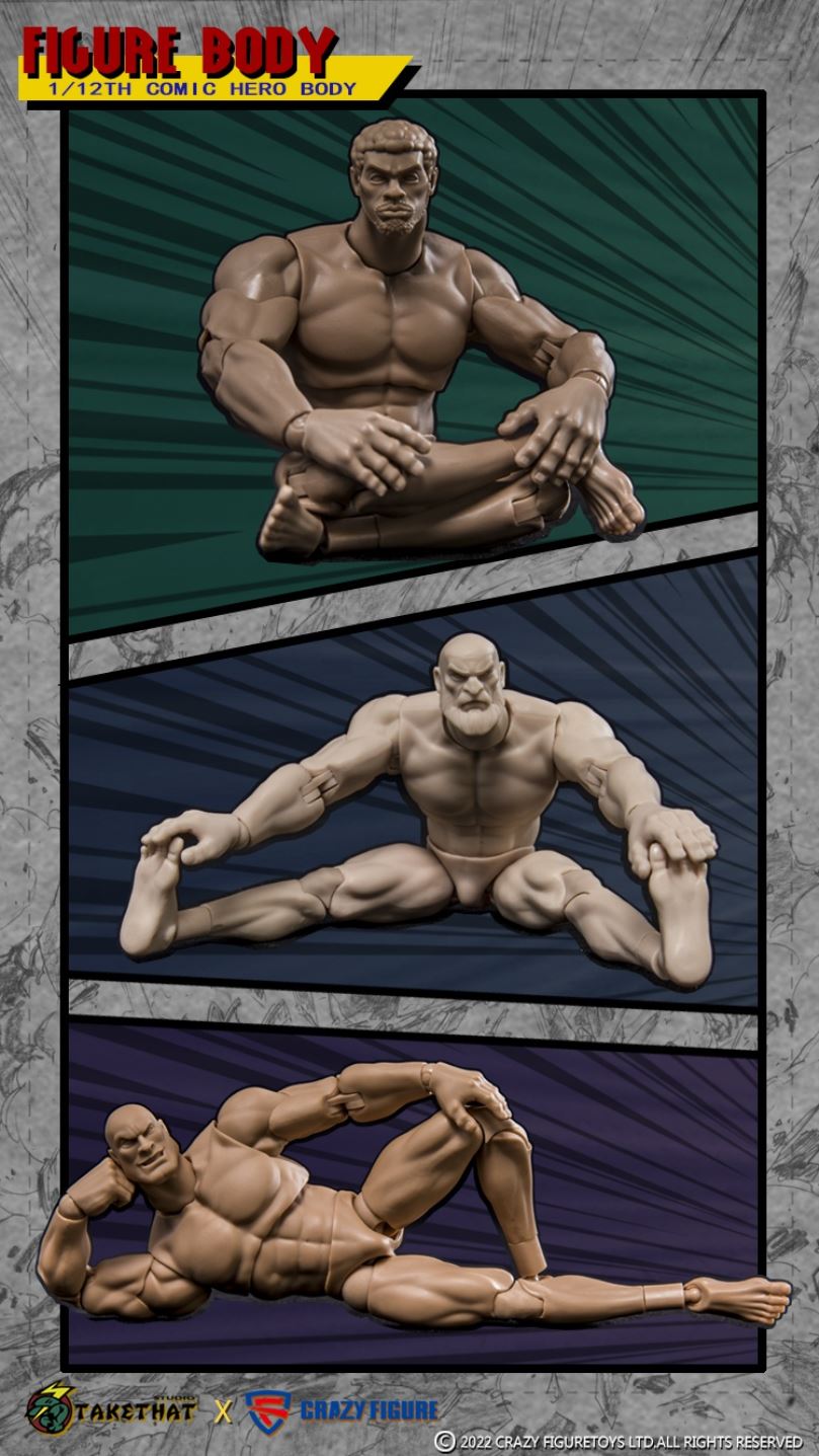 Comic hero muscle action figure drawing action reference body (TC001) 1/12