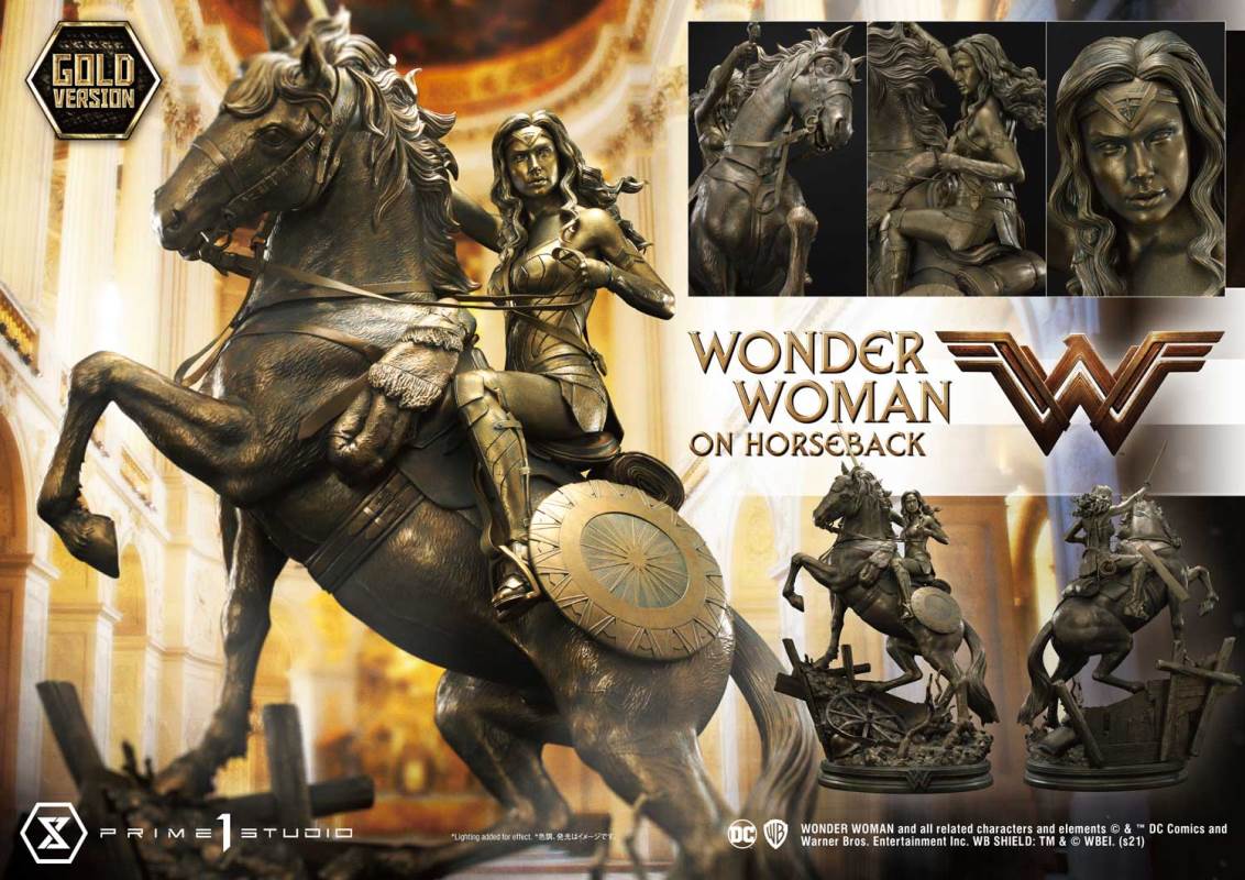 Wonder Woman on Horseback Golden Sculpture Edition