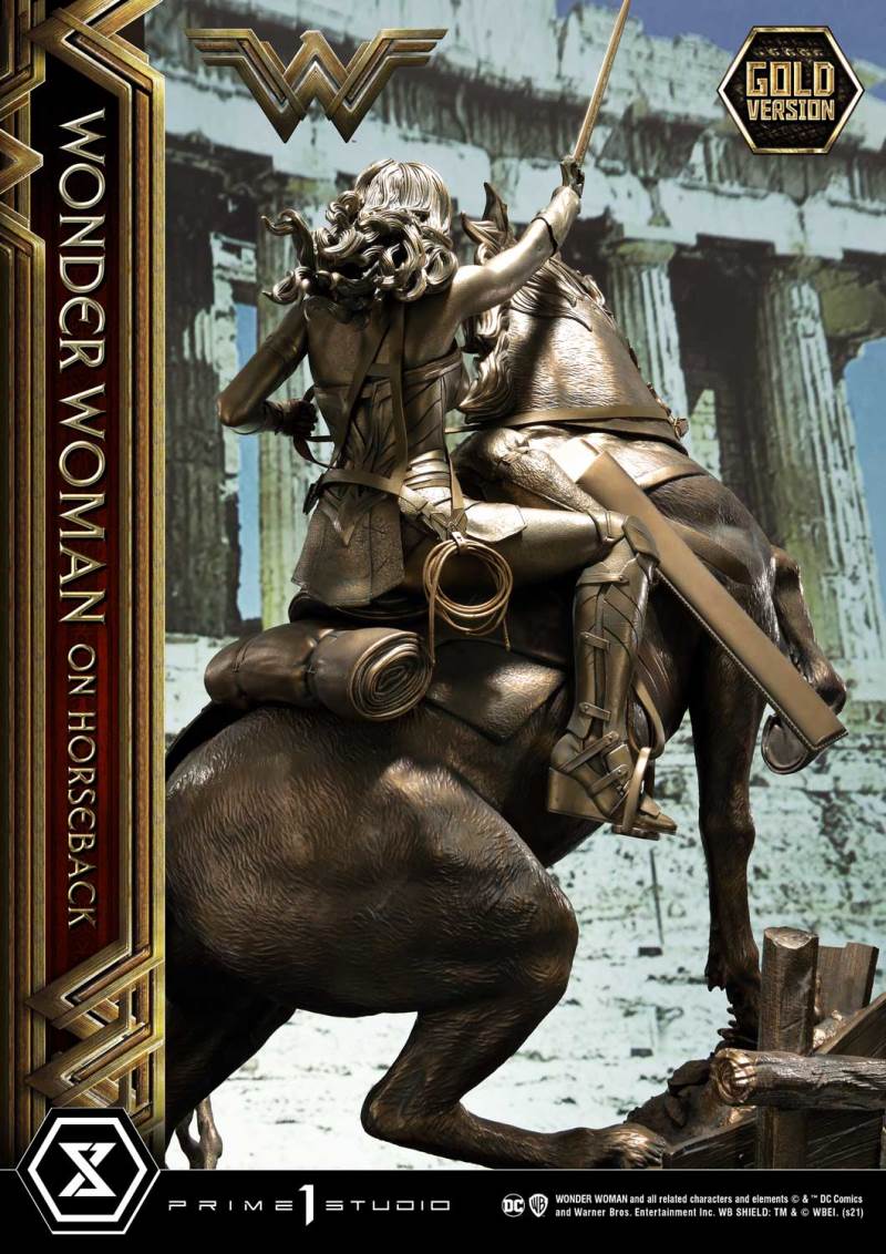Wonder Woman on Horseback Golden Sculpture Edition