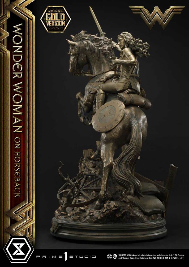 Wonder Woman on Horseback Golden Sculpture Edition