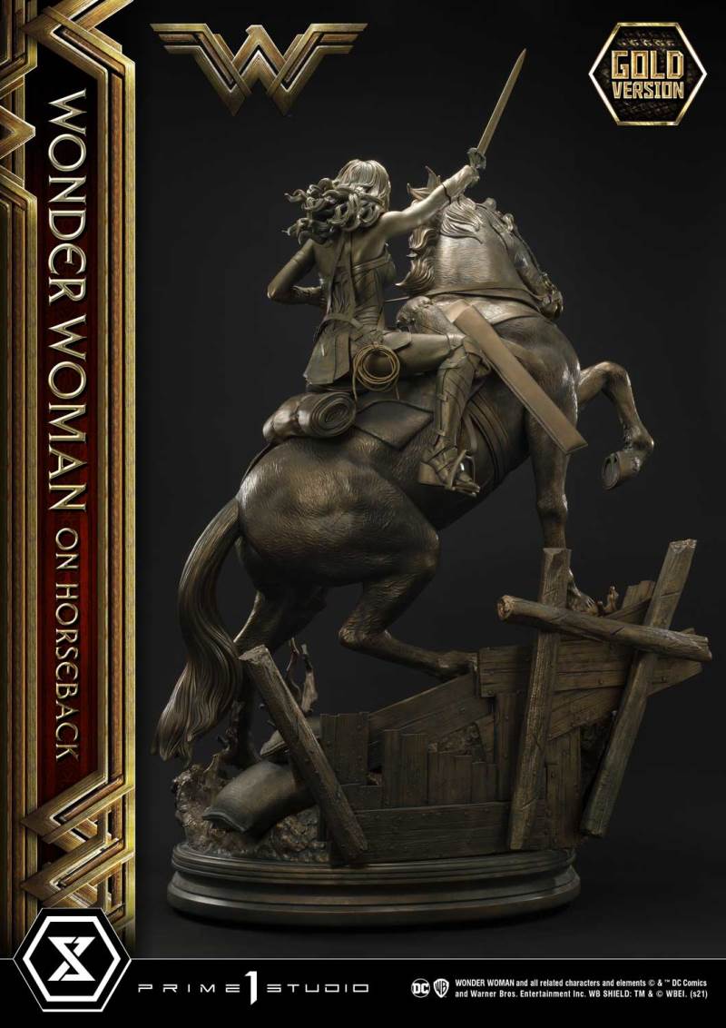 Wonder Woman on Horseback Golden Sculpture Edition