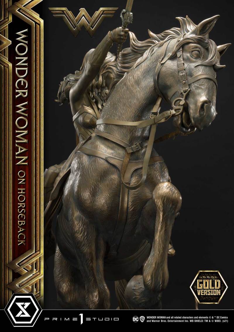 Wonder Woman on Horseback Golden Sculpture Edition