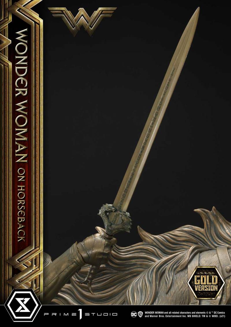 Wonder Woman on Horseback Golden Sculpture Edition
