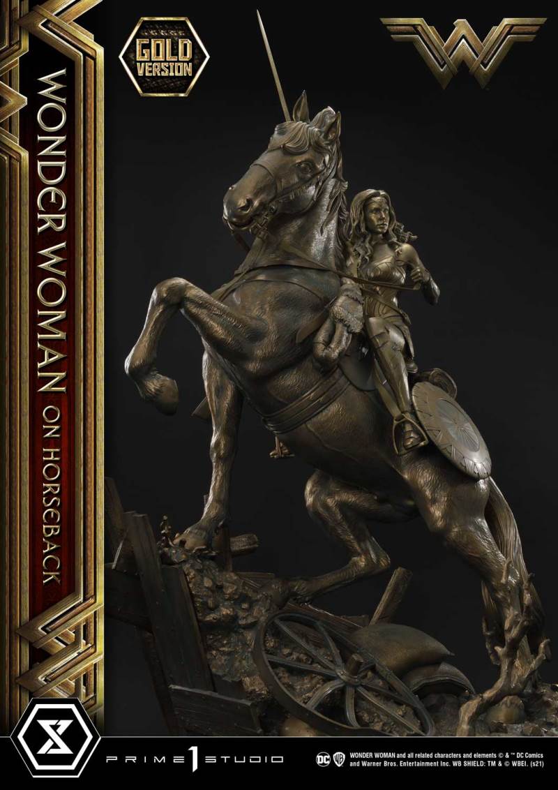 Wonder Woman on Horseback Golden Sculpture Edition