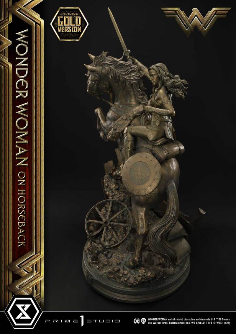 Wonder Woman on Horseback Golden Sculpture Edition