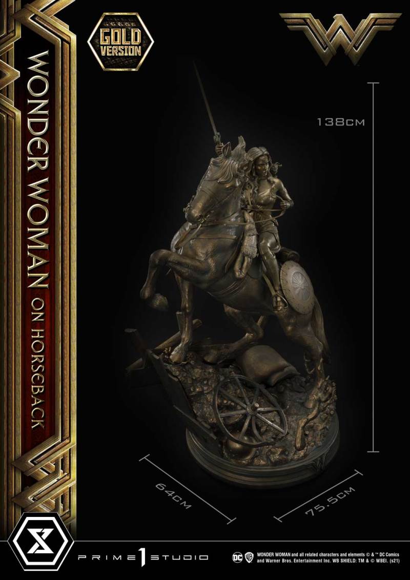 Wonder Woman on Horseback Golden Sculpture Edition