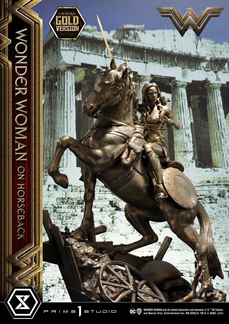 Wonder Woman on Horseback Golden Sculpture Edition