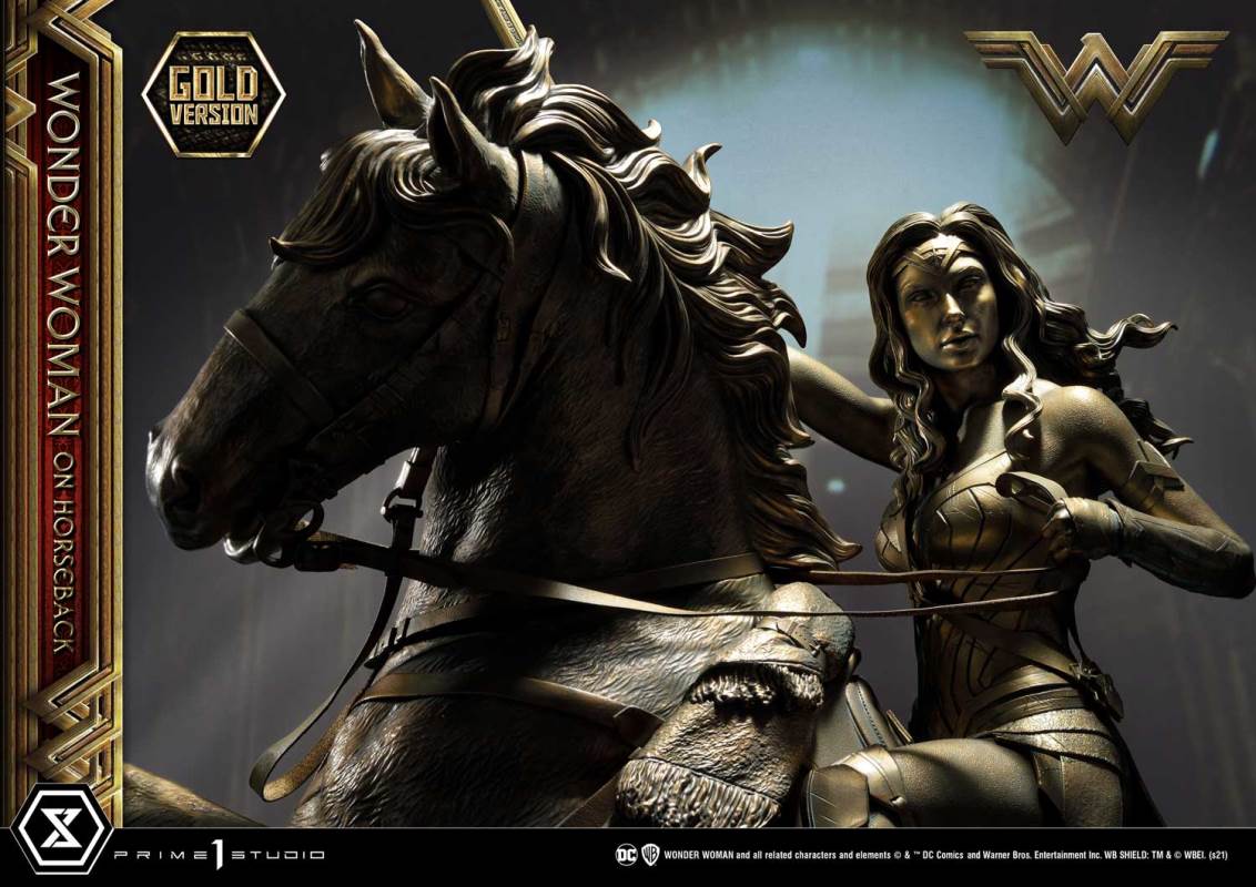 Wonder Woman on Horseback Golden Sculpture Edition