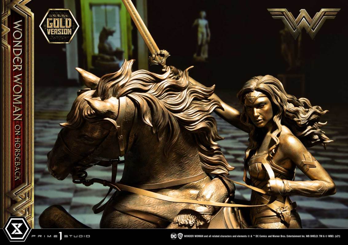 Wonder Woman on Horseback Golden Sculpture Edition