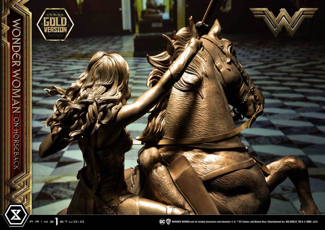 Wonder Woman on Horseback Golden Sculpture Edition