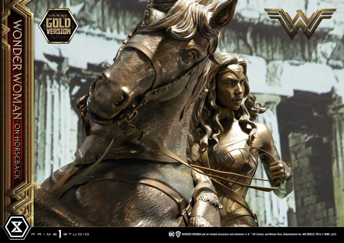 Wonder Woman on Horseback Golden Sculpture Edition