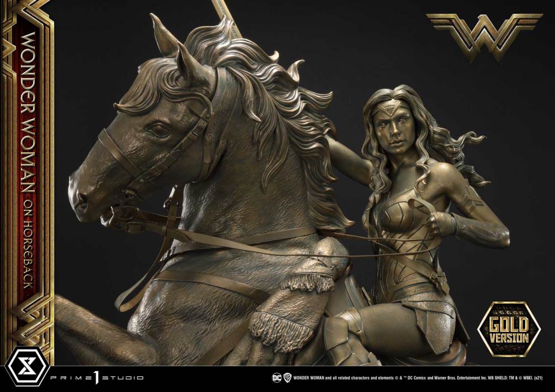 Wonder Woman on Horseback Golden Sculpture Edition