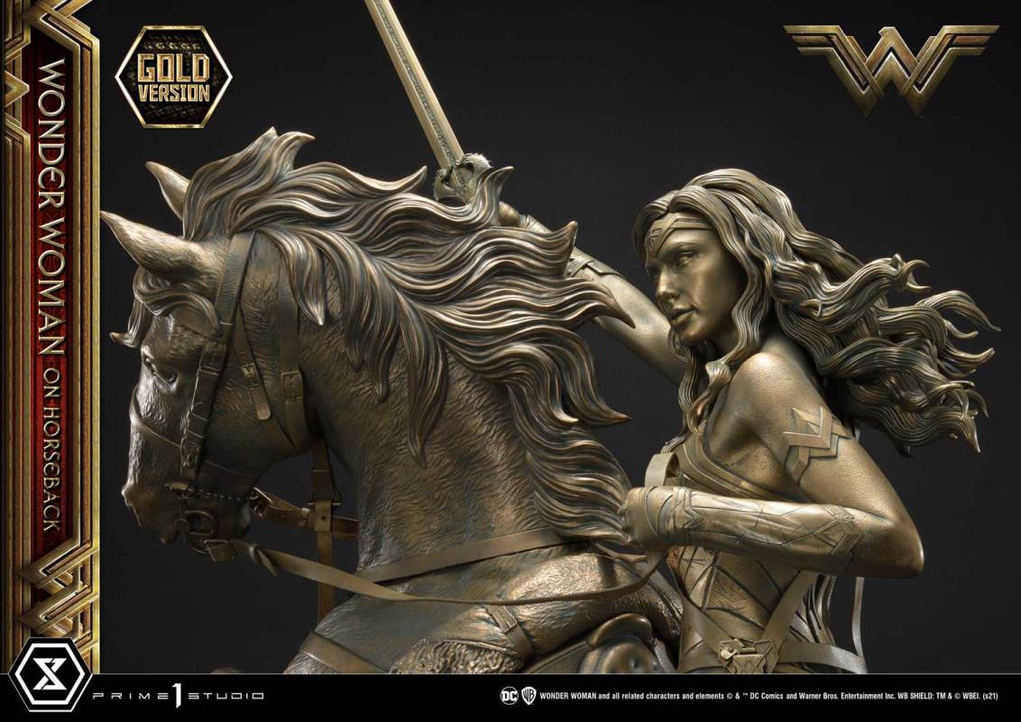 Wonder Woman on Horseback Golden Sculpture Edition