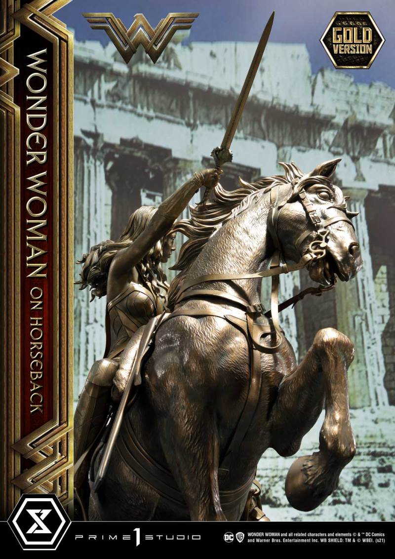Wonder Woman on Horseback Golden Sculpture Edition
