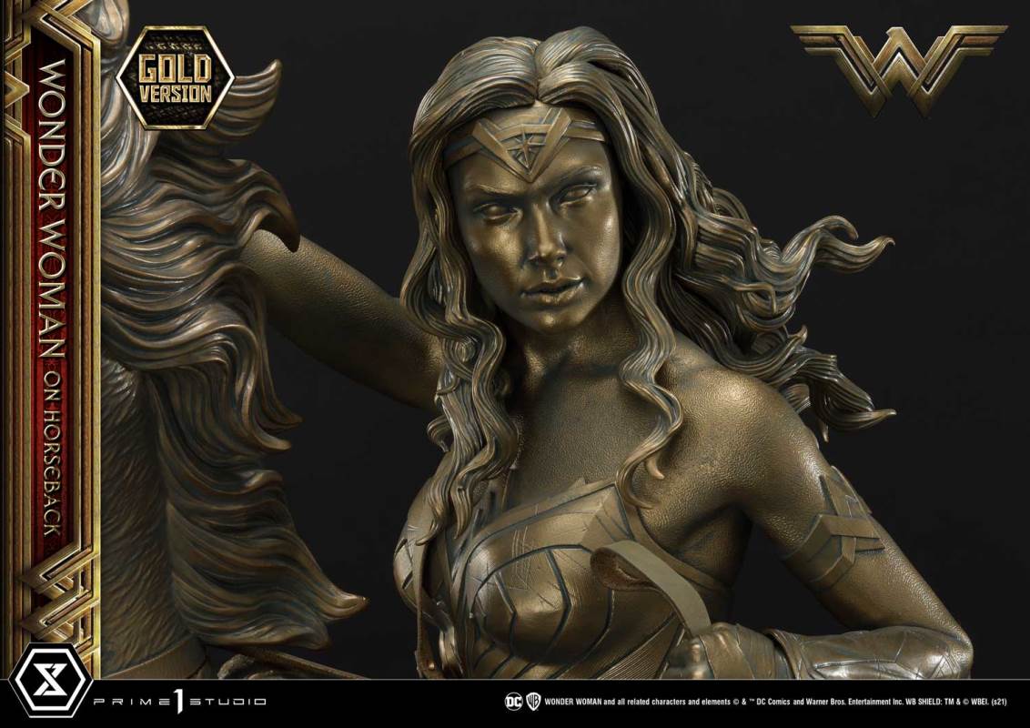Wonder Woman on Horseback Golden Sculpture Edition