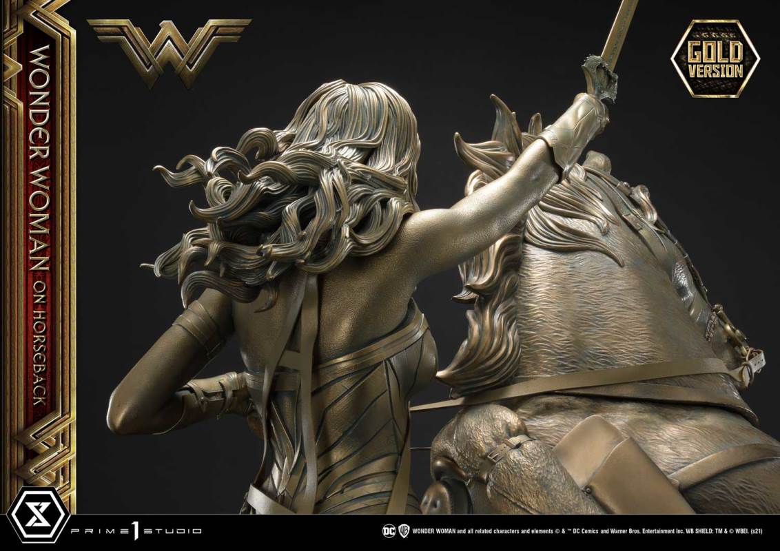 Wonder Woman on Horseback Golden Sculpture Edition
