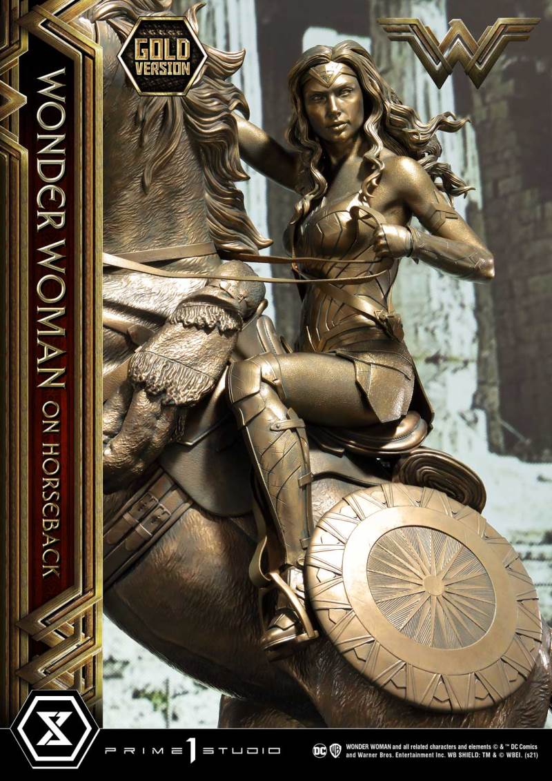 Wonder Woman on Horseback Golden Sculpture Edition