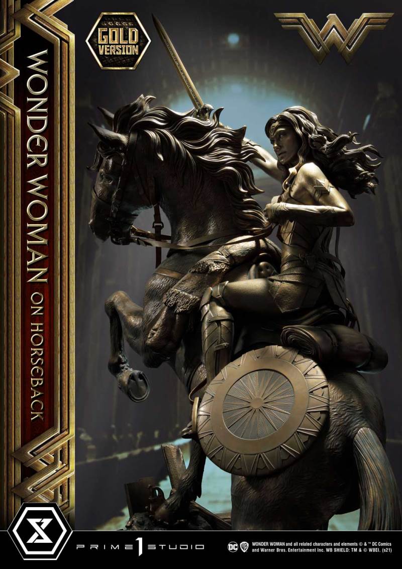 Wonder Woman on Horseback Golden Sculpture Edition