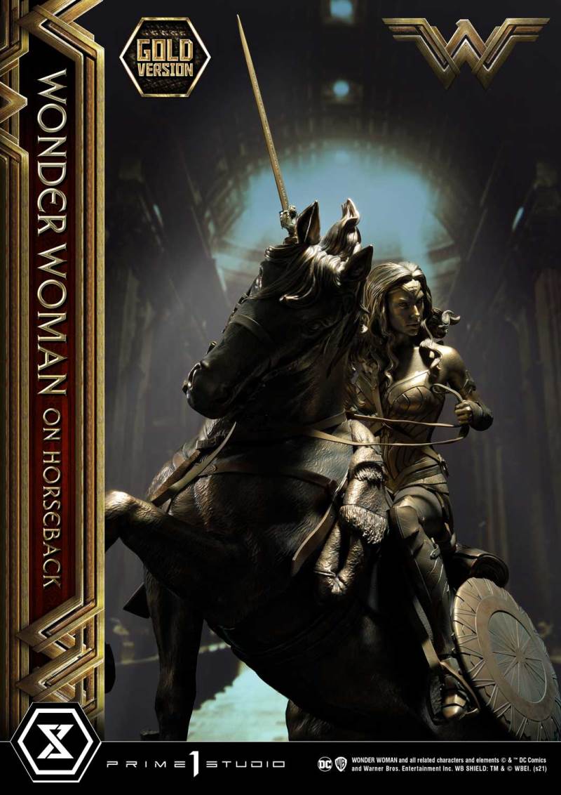 Wonder Woman on Horseback Golden Sculpture Edition