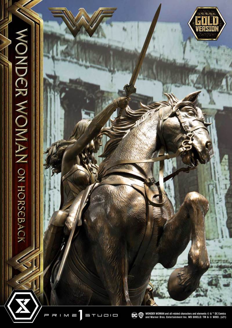 Wonder Woman on Horseback Golden Sculpture Edition