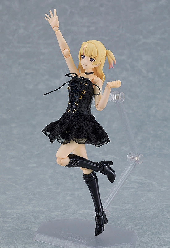 figma Female Body (Yuki) with Black Corset Dress + Fur Coat Outfit