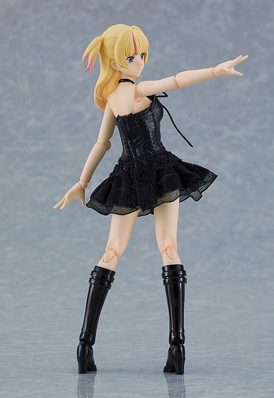 figma Female Body (Yuki) with Black Corset Dress + Fur Coat Outfit