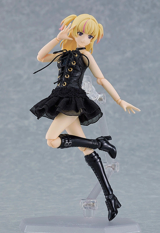 figma Female Body (Yuki) with Black Corset Dress + Fur Coat Outfit