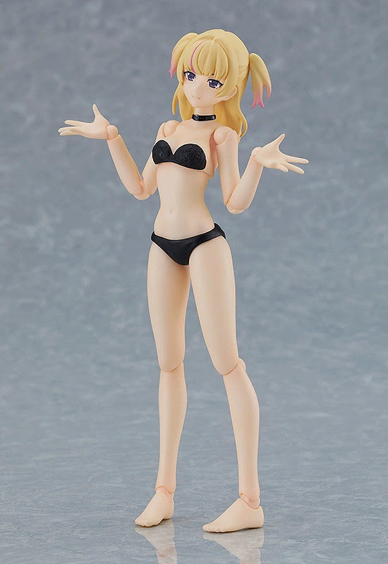 figma Female Body (Yuki) with Black Corset Dress + Fur Coat Outfit