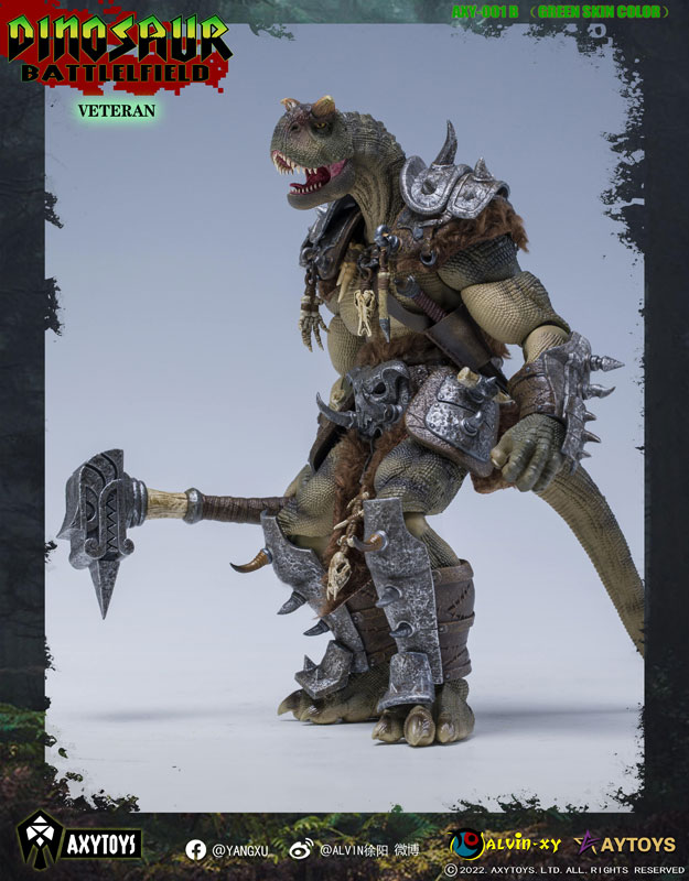 Dinosaur Battlefield AXY001B Carnotaurus Warrior Veteran (Green) 1/12