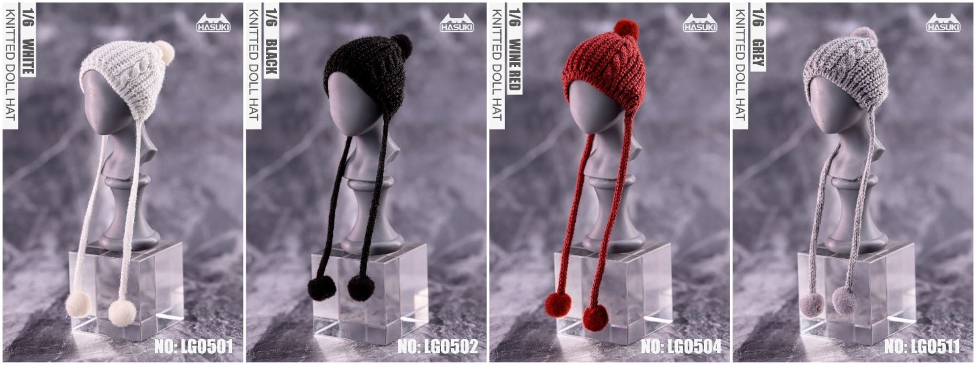 Fashion trend Double hanging ball Handmade Knitted wool cap 1/6
