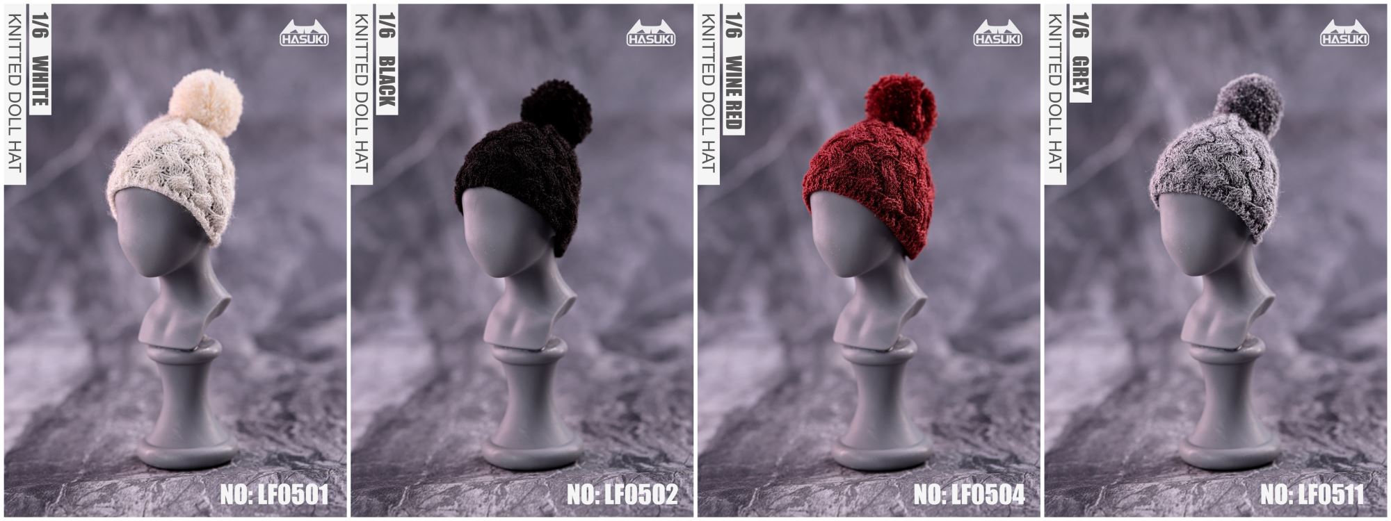 Fashion trend Double hanging ball Handmade Knitted wool cap 1/6
