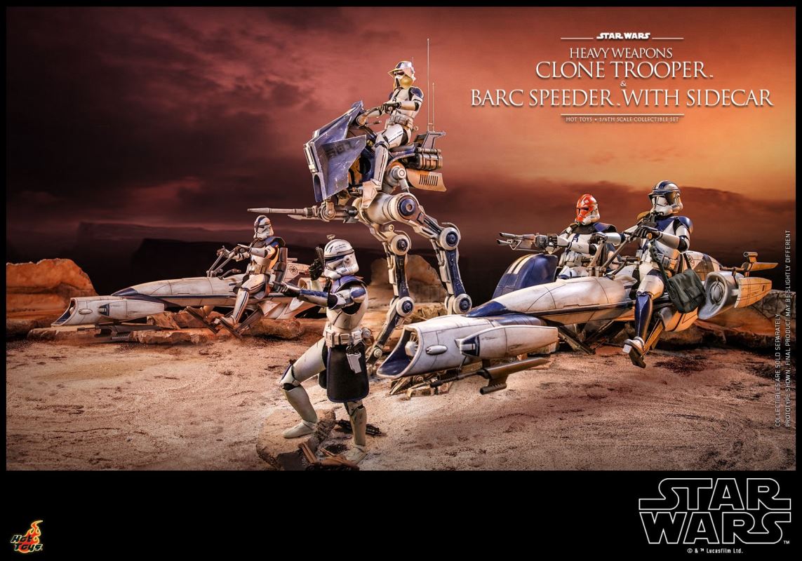 Star Wars: The Clone Wars - Heavy Weapons Clone Trooper and BARC Speeder with Sidecar Collectible Set 1/6