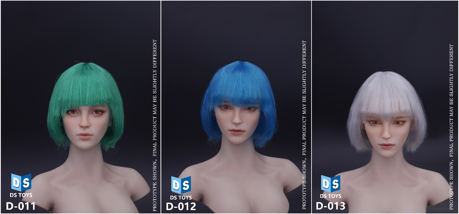 COSPALY Short Hair Female Head Sculpture in Three Hair Colors 1/6