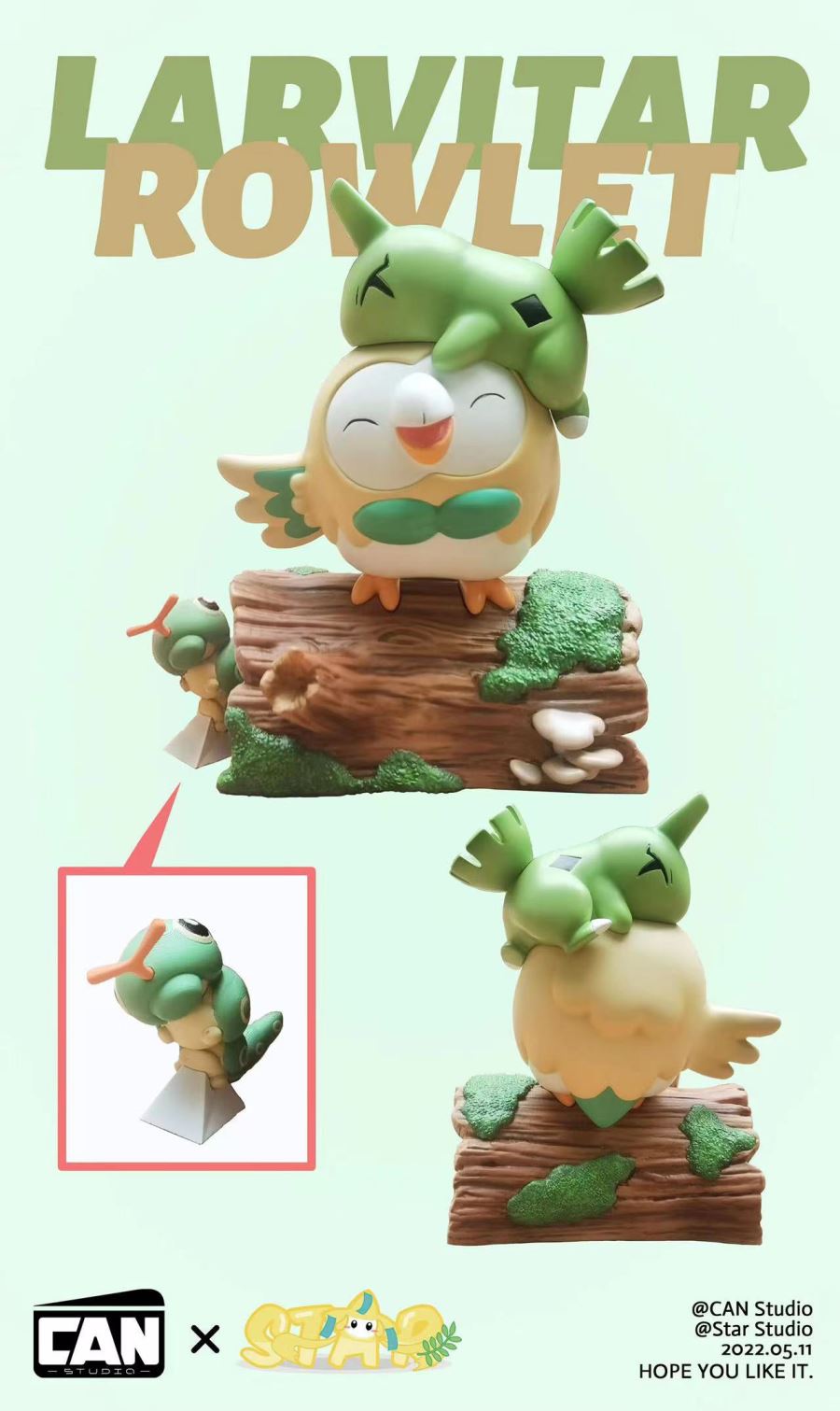 Seasons Series Spring Rowlet & Larvitar/ Caterpie - Pokemon
