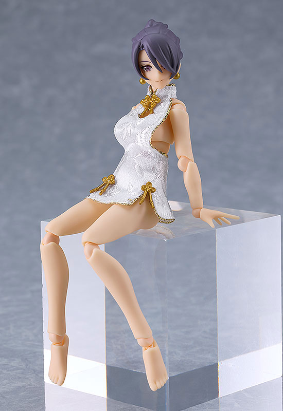 figma Female body (Mika) with Mini Skirt Chinese Dress Outfit (White)