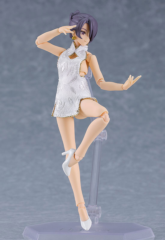 figma Female body (Mika) with Mini Skirt Chinese Dress Outfit (White)