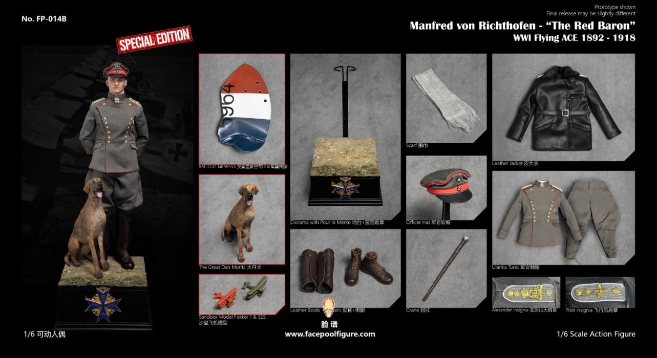 World War I ace pilot Red Baron 1/6
