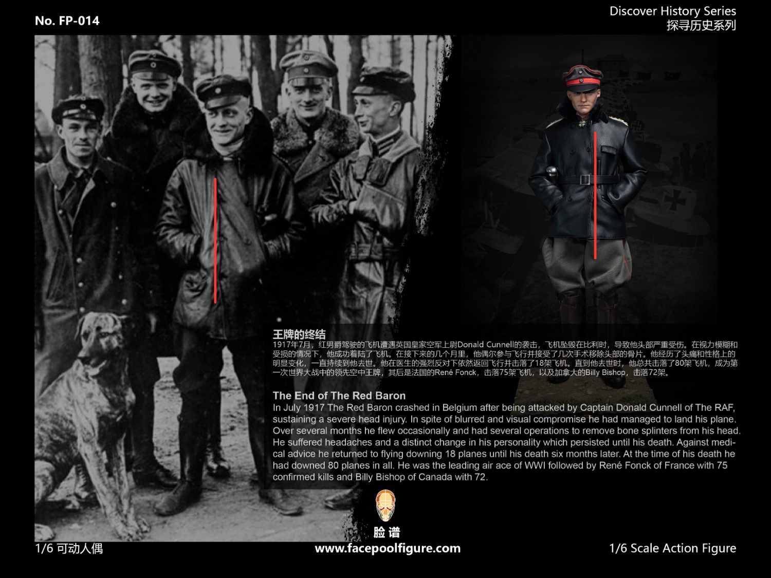 World War I ace pilot Red Baron 1/6