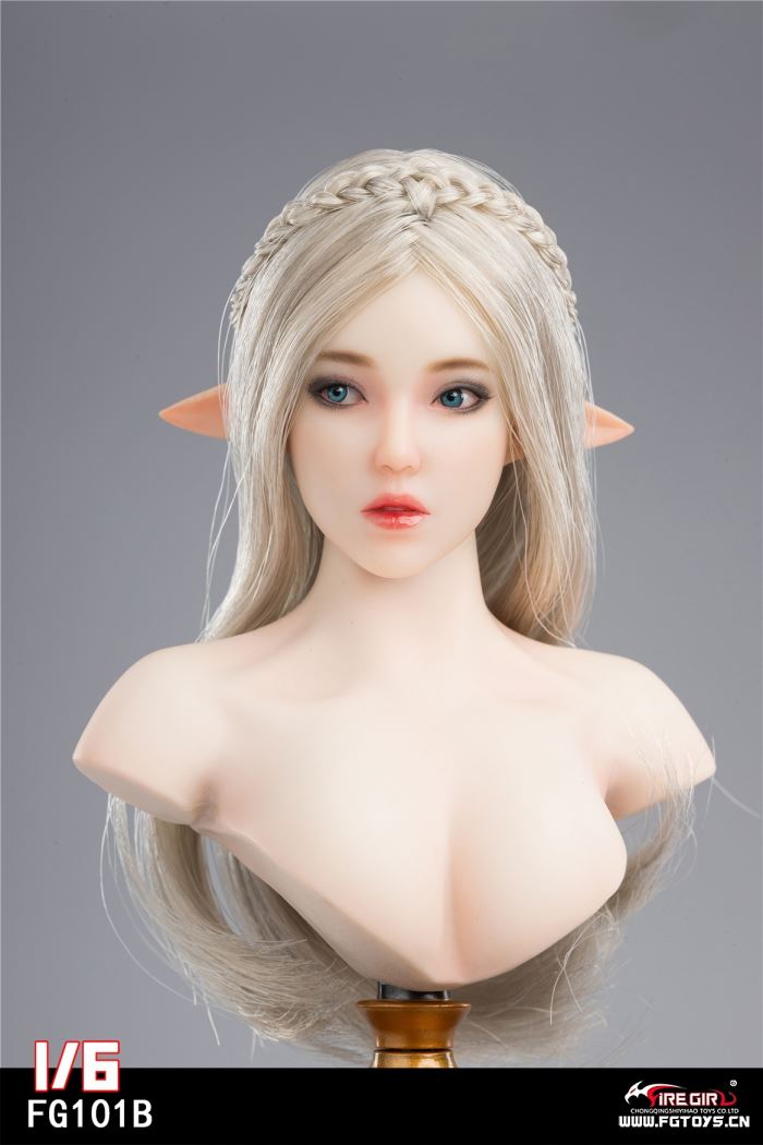 FG101 Movable eye Two hairstyles of Elf Head Sculpture  Bella 1/6