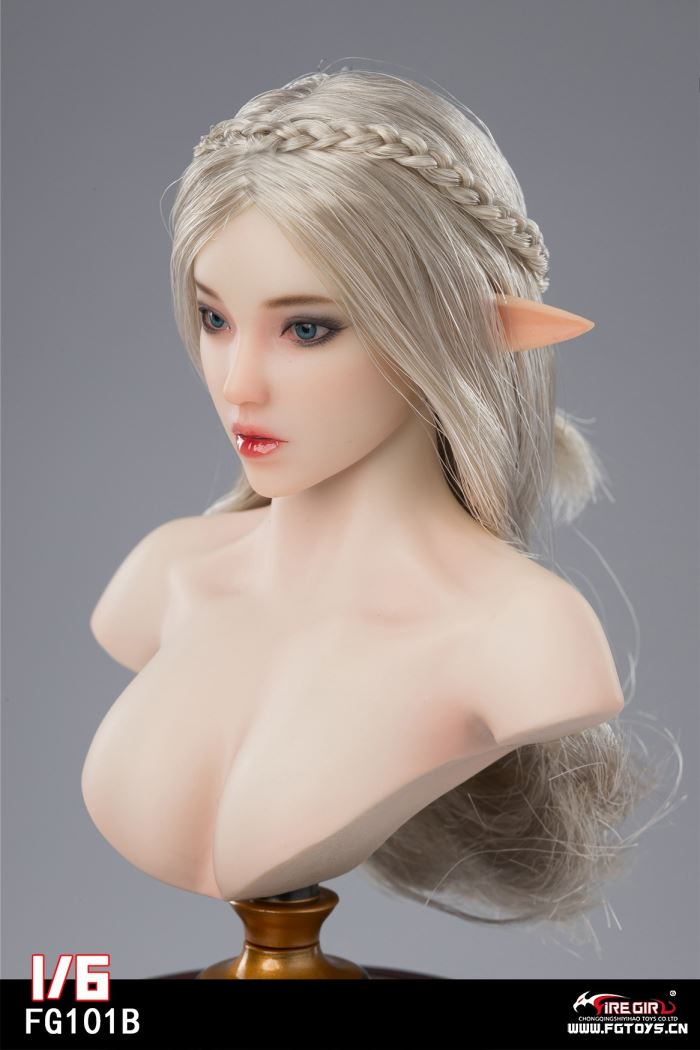 FG101 Movable eye Two hairstyles of Elf Head Sculpture  Bella 1/6