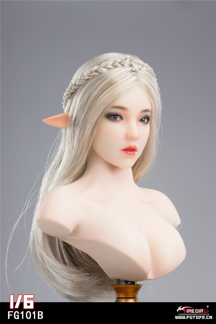 FG101 Movable eye Two hairstyles of Elf Head Sculpture  Bella 1/6